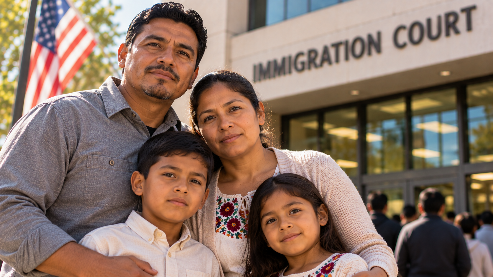 Familia hispana en corte de inmigración para caso de ley de los 10 años