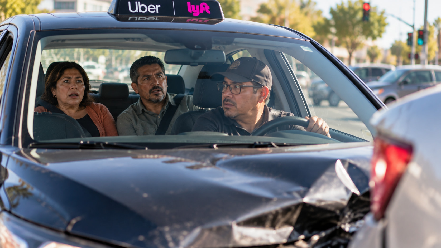 accidente como pasajero en uber lyft o taxi